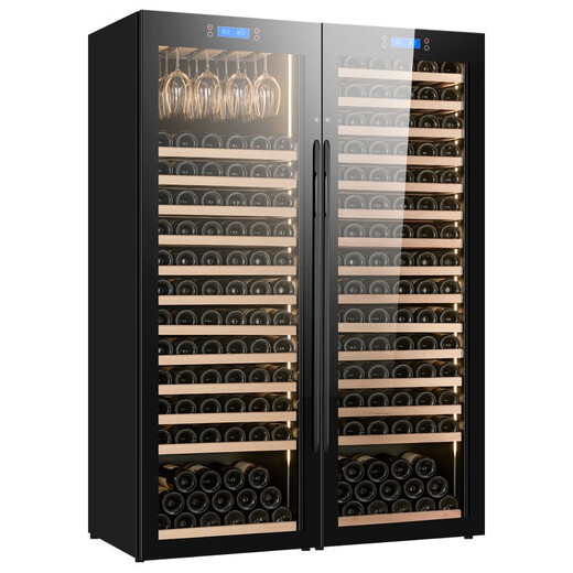 Qike red wine cigar cabinet constant temperature and humidity double door double temperature white wine refrigeration and humidification box combination cabinet large capacity commercial tea cabinet tea and wine combination cabinet A red wine hanging cup + red wine full set 1.8 meters high