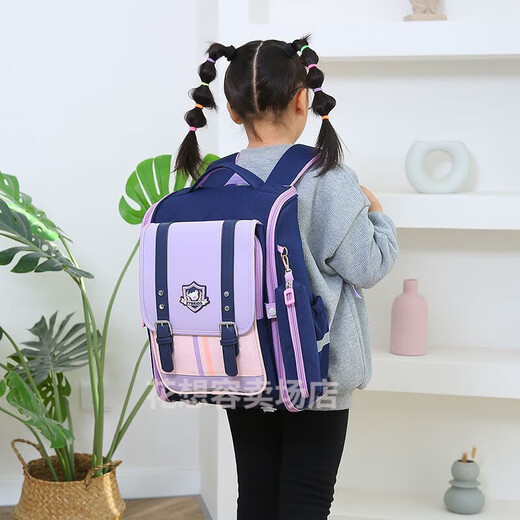 Raft core Japanese elementary schoolbag girl grade 1-3-6 large capacity reduction and ridge protection British campus Korean version children 1048 dark blue with yellow grade 3-6