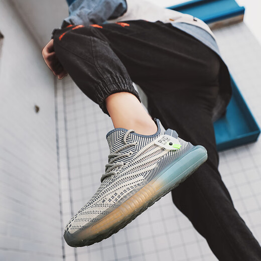 Aizunshi Putian Herrenschuhe Sommer atmungsaktiv 2025 Neue Fliegerknitsport- und Freizeit -Maschenschuhe Mesh leiten Kokosnuss vielseitige trendige Schuhe Denim Blue 42 (260 mm)