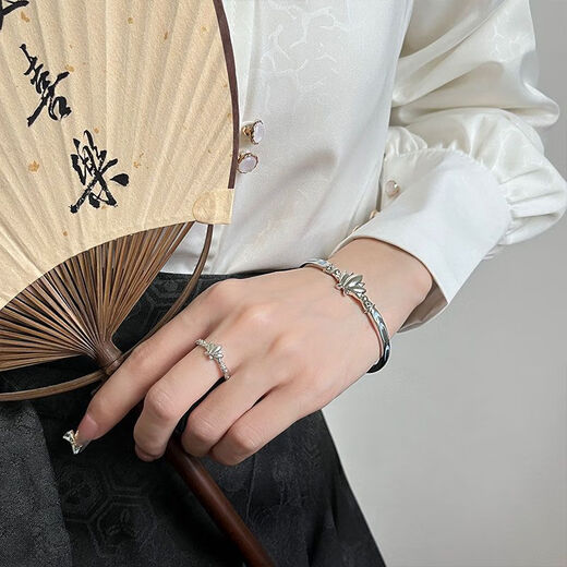 Fat Donglai Quality Mirror Lotus Ring Lotus New Buried Fulilian Closed Niche Simple Versatile Proposal Lotus Hand Ring Opening Adjustable Opening Adjustable