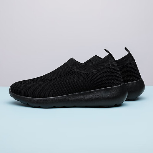 Chaussures masculines, chaussures de marche sportives, chaussures pour femmes du printemps et d'été, chaussettes, pédale respirante d'un pied, chaussures légères et décontractées légères en marche, tous pédales noires, A689 43 chaussures de sport standard taille