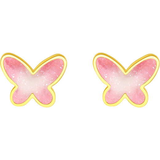 Saturday Fortune 18K Gold Earrings for Women Pink Butterfly Earrings Colorful Gold Earrings Birthday Gift C0914119 Pair