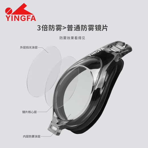 YINGFA swimming trunks, men's swimming goggles, swimming cap, boxer suit, swimming combination, hot spring swimsuit, fashionable swimming equipment, black XL