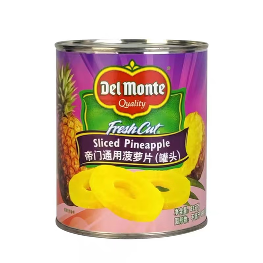 帝门菠萝罐头 进口地扪DelMonte菠萝片0脂肪水果罐头825g 1号会员店