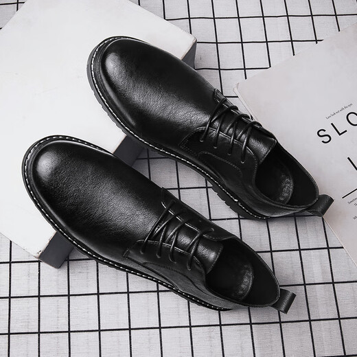 Lwok neue Lederschuhe Herren trendige Herrenschuhe Casual Shoes Fashion Business Schuhe Britisch -formale Schuhe koreanische Lederschuhe 9920 Schwarz (vier Jahreszeiten) 39