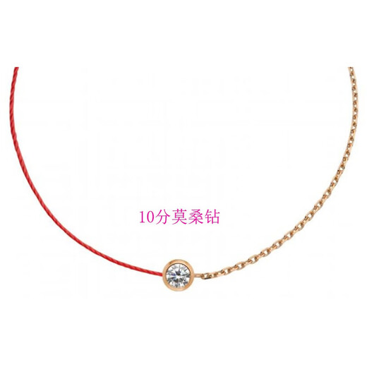 Yadige 18k gold bracelet with red rope 925 silver French lucky animal year red rope 18K gold inlaid with moissanite light luxury time half rope half chain 10 points moissanite (rose gold)