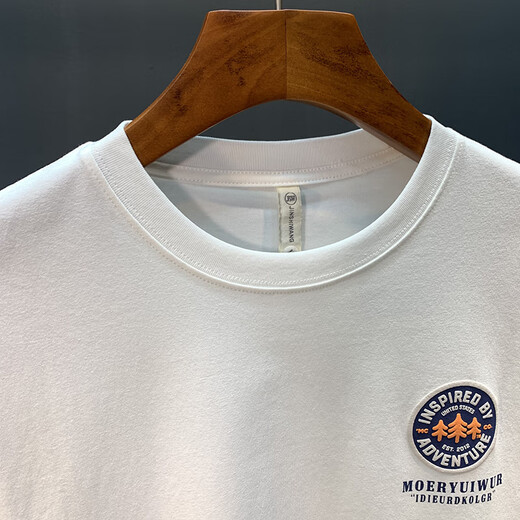 Luo Meng high-end summer thin American short-sleeved T-shirt men's trendy letter printed round neck versatile loose T-shirt top 9909 white (2025 new style) M suitable for weight 95-108 Jin Jin equals 0.5 kg.