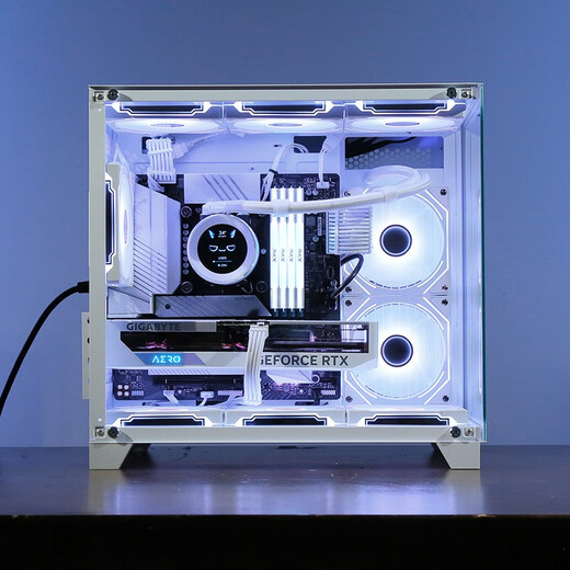 Gigabyte i5 14600KF/RTX5070Ti/5060TI Snow Eagle Ice Falcon water-cooled pure white sea view room network game live broadcast AI design rendering desktop home computer host three i5 14600KF丨5060Ti 16G