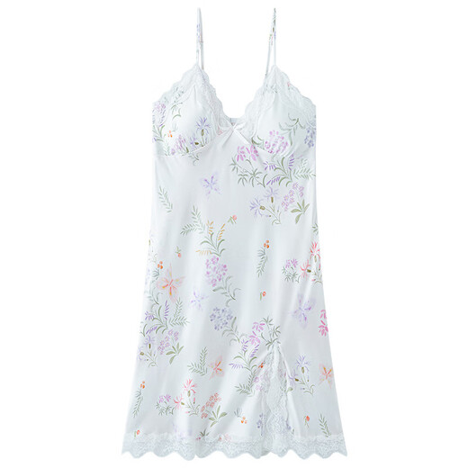 
Modal ice and snow silk nightgown for women with breast pads in summer sexy suspender silk pajamas cool and pure home clothing set AM11968 L [suitable for 100 Jin [Jin equals 0.5 kg]-120 Jin [Jin equals 0.5 kg]]