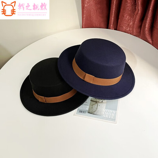 Tishulan automne et hiver plateau plateau en laine de laine femelle femelle britannique célébrité polyvalente courte courte chaude haut chapeau de scène performance jazz hat hat manche noir