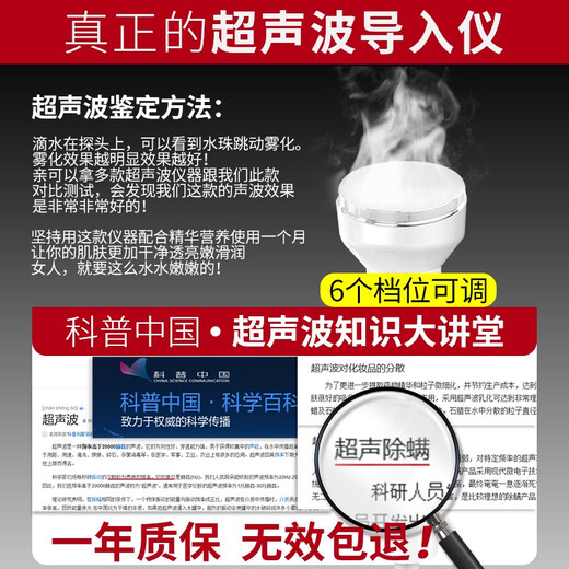 VLVEE Ultrasonic Beauty Instrument Export and Import Instrument Beauty Salon Special Instrument Facial Lifting Firming Facial Massage Oxygen Injection Hydration Instrument Pore Cleaning Home Ultrasonic Basic Model Single Probe