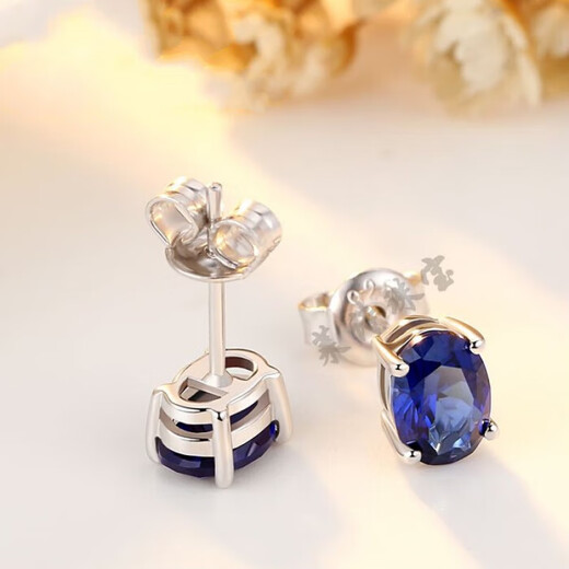 Guanpu Pavilion Fat Donglai's same style tanzanite earrings sapphire women's Japanese and Korean fashion colored gemstone earrings 18k gold earrings with