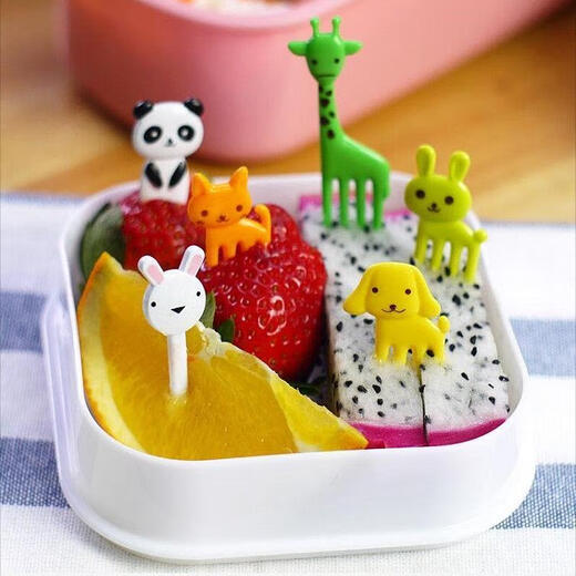 Jieyi Fruit Fork Children's Safety Animal Manor Children's Cartoon Lunch Box Decorative Picks Cute Japanese and Korean Fruit Toothpicks Randomly Delivered Cartoon Fruit Forks 50 Pieces