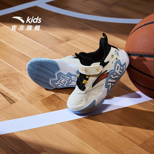安踏儿童运动鞋男童小童篮球鞋2025春秋新款缓震耐磨专业运动训练球鞋 象牙白/黑9902-2 水泥克星 30