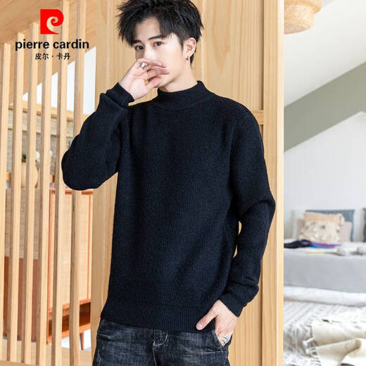 Pierre Cardin Stricker Pullover für Männer im Herbst und Winter 2025 Neue Feste Farbe Halbschildkröte Nacken Trendy verdickte Bodenlinie Freier warmer Pullover 9905 rot m