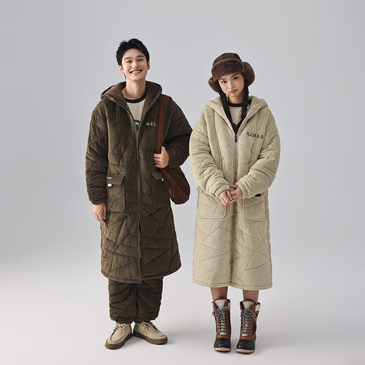 Kiss Cat Winter Australian Plush Quilted Couple Pajamas Women's Long Three-Layer Thickened Men's Suit Home Clothing Outerwear 7013 Green Women's XL