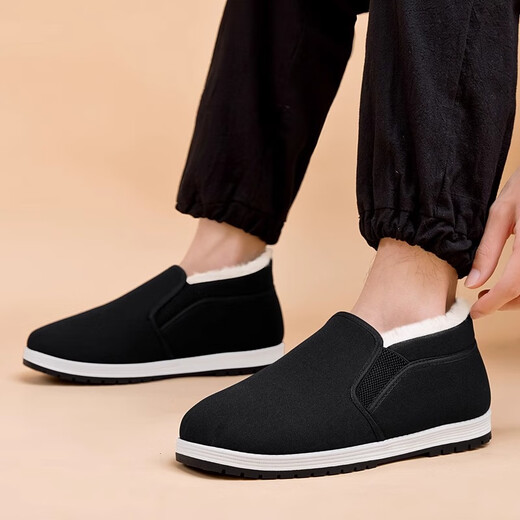 Old Beijing cotton shoes, winter men's shoes, cloth shoes, thickened with velvet, high tops, warm, anti-slip, slip-on men's shoes for the elderly, wool style high-top cotton shoes, will soon rise back to 78 yuan 41