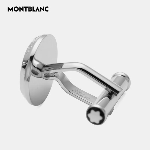 万宝龙（MONTBLANC）男士钢/树脂商务袖扣银色蓝色礼物送男友 116655