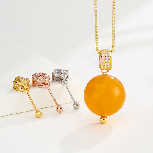 Fat Donglai same style 18K gold pearl accessories buckle S925l pendant diy beads round bead through hole YP-807 plain l silver l color-26mm