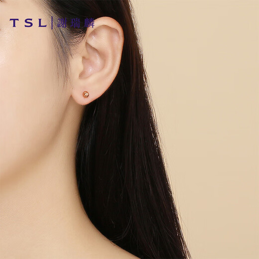 Xie Ruilin (TSL) 18K rose gold earrings plain gold basic color gold earrings AG541