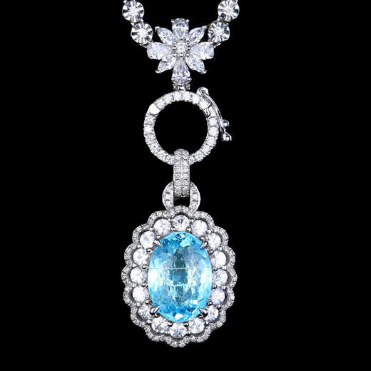 BOGLIA natural Paraiba necklace for women 18k gold 3.85 carat pendant set with diamond and white sapphire birthday gift Paraiba gemstone necklace 3.85 carat