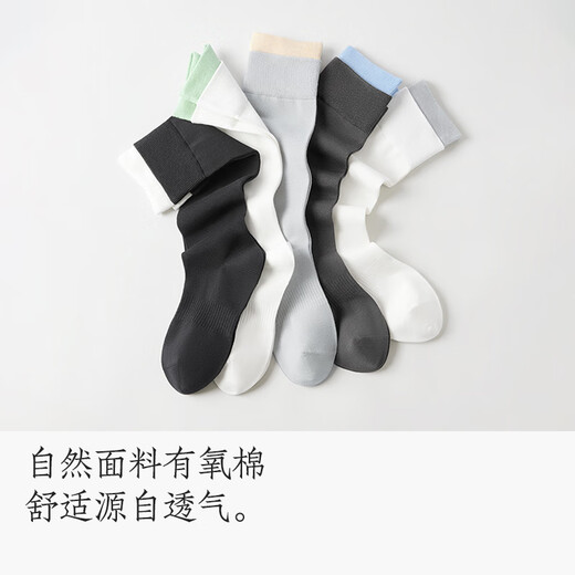 Cotton Bamboo House Calf Socks Women's Four Seasons Thin Pure Cotton 7A Antibacterial Sweat-Absorbent Slimming Pressure High Loafers Casual and Versatile Socks White Green + White Gray + Black and White 3 Pairs One Size 35-39