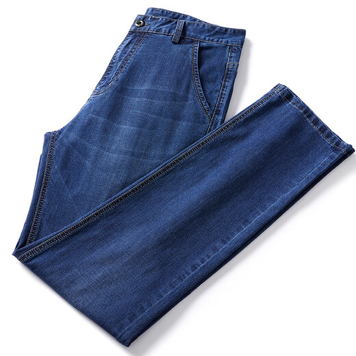 
Classic Car (LAOYECHE) Men's Jeans Summer Thin Style Middle-aged and Elderly Men's Loose Straight Casual Pants Daddy Men's Pants IG3883 Blue Black 33