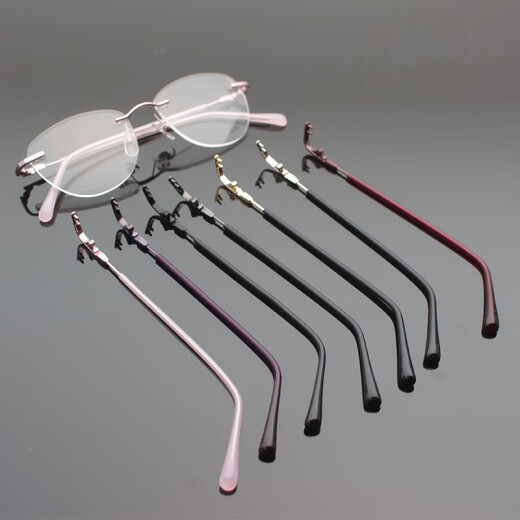 Trimmed rimless spectacle temple accessories, hypoallergenic, unisex, pair of two-hole cardin temples, nose bridge, eye and foot brackets, A pair of two-hole cardin temples [silver] (installation tools included)