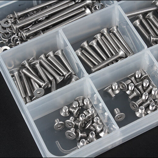 GUWANJI 304 stainless steel household boxed screws, nuts and gaskets set cup head round head countersunk head hexagonal bolts national standard 304 cup head hexagonal 140 pieces (M2.5) 1 set