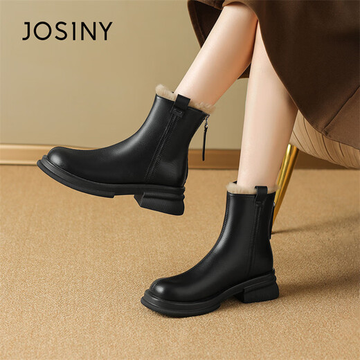 Zoshini chelsea boots Женские 2024 зимний зимний флис теплые ватные туфли толстые подошва антикалипа