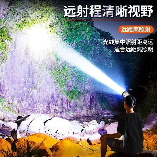 山头林村头灯强光超长续航led军户外专用头戴式氙气灯小 暖黄光【铝合金光杯+电显】 【升级版】高亮6万9900K高