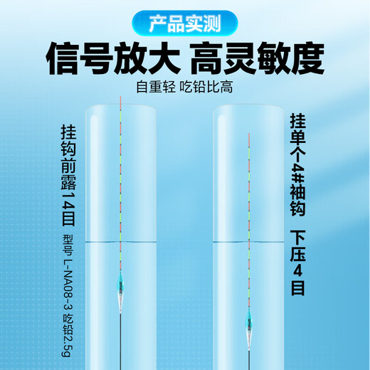 Xiaofengxian float 6-piece day and night combination set with bold tail, eye-catching floating bite hook, color changing, highly sensitive wild fishing comprehensive