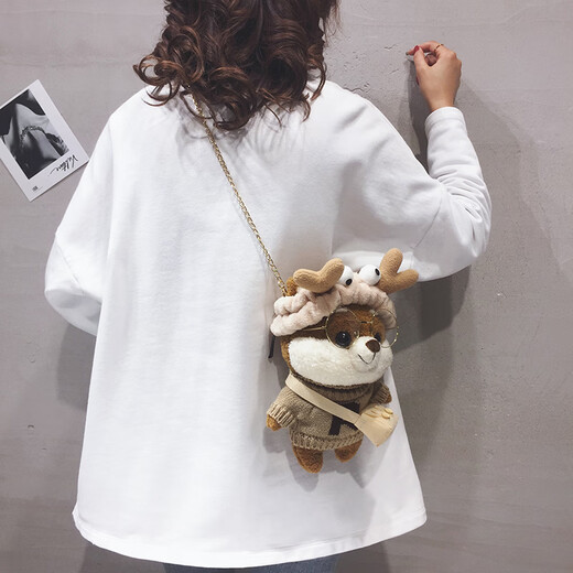 Fujiu Rabbit Travel Plush Small Bag for Women 2025 New Birthday Gift for Girls Cartoon Bear Doll Bag Furry Crossbody Bag Khaki Color 7 Warehouses Nationwide/Next Day Delivery