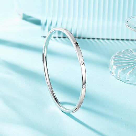 Liuguifu Jewelry platinum bracelet for women PT950 platinum semi-solid with simple diamond pattern as a birthday gift for girlfriend 10.65g 60 circle size