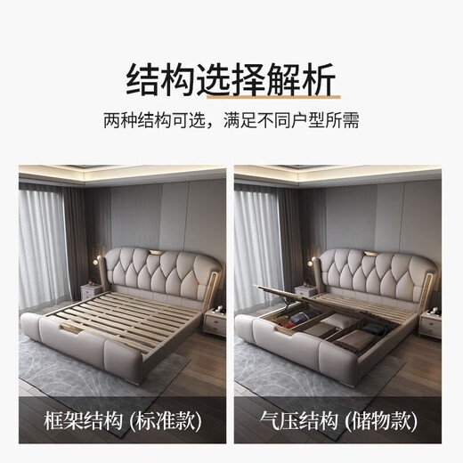 Jian Xin Einfache moderne leichte Luxus -Lederbett Doppelbett 1,8 Meter 2 Meter Hochzeitsbett Hauptschlafzimmer Queen -Bett 3532
