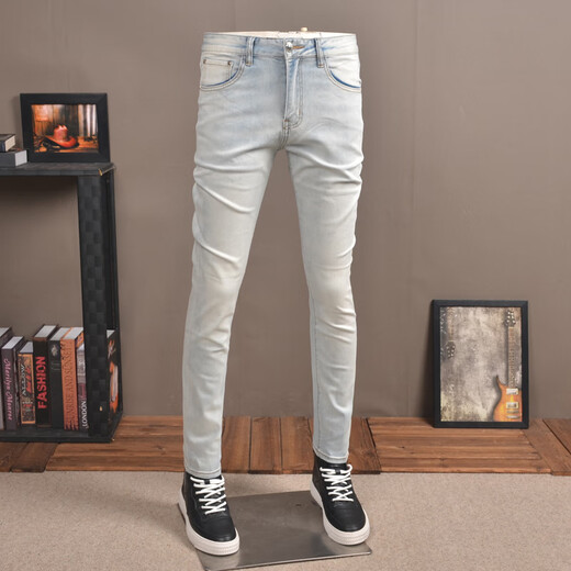 JAGR Tendy Brand Jeans Herren Sommer alter schlanker Retro High-End-Hosen Frühling und Herbst Casual Herren Jeans BXC-9732 Leichte Farbe 30 2 Fuß 3 Slim Fit Standard Code