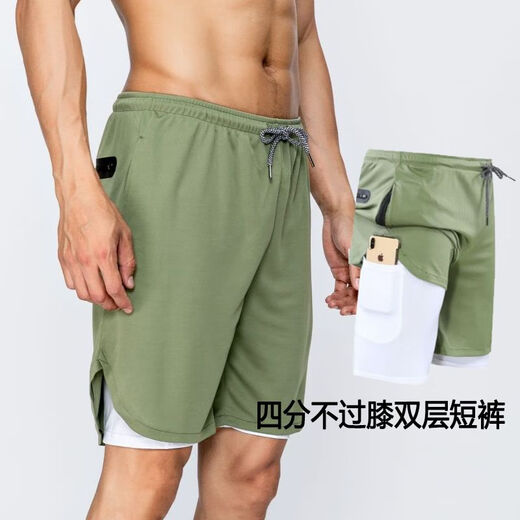 跑步短裤二合一马拉松男可放手机双层带内衬运动美式假两件篮球 9904#黑色 M 3XL185c160-175斤