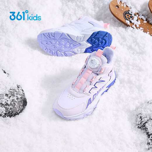 361°儿童棉鞋25冬季男女中大童加绒保暖户外耐磨防风运动鞋 紫35