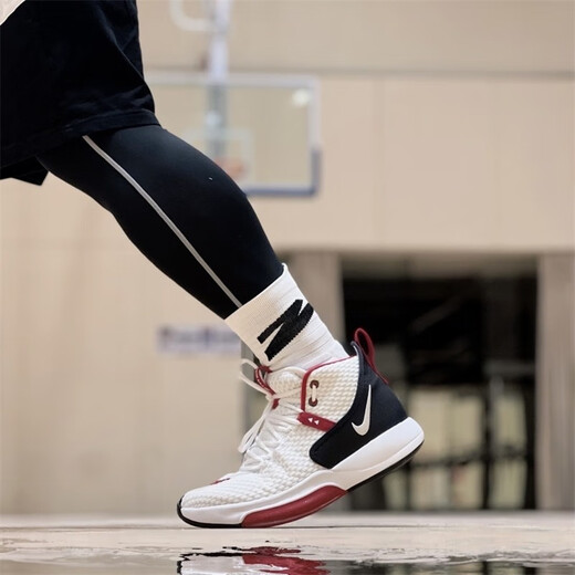 耐克（NIKE）Zoom Rize 1EP 减震耐磨防滑 男子 高帮实战休闲运动篮球鞋 FD9904-111米黑红 44.5 (285mm)