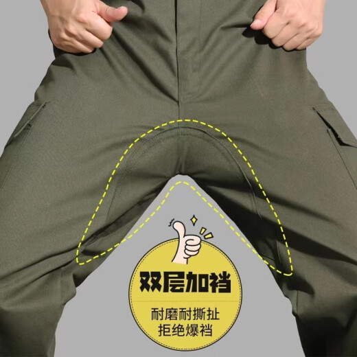 工作服裤子加档工装裤男直筒宽松耐磨长裤休闲电焊工劳保裤子 军绿【双层加档防烫】 XL 【建议125-140斤】