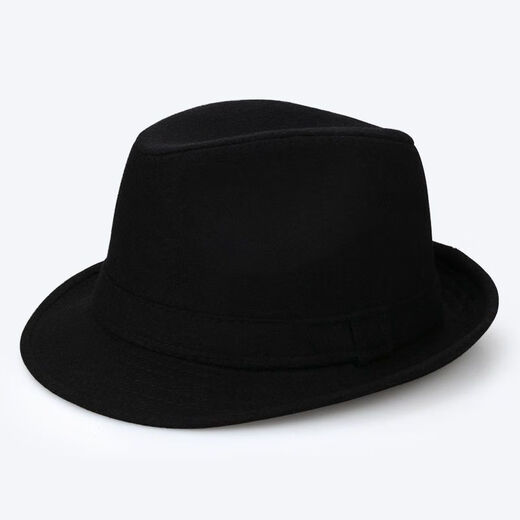 ESQTJF Hat Men's Autumn and Winter Hat Middle-aged and Elderly Jazz Hat Dad Woolen Hat British Xu Wenqiang Retro Gentleman Hat Solid Color Woolen-Black Adult Style 58cm