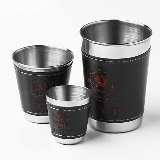 Weiqing stainless steel wine glass set 4 pieces with cup sleeves outdoor travel portable water cup picnic small wine glass medium size 70ml (4 cups + cup sleeves)