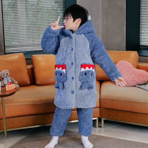 
Mannido boys' new winter children's pajamas for boys three-layer cotton coral velvet thickened medium-sized children's warm home clothes L9928 [three-layer cotton] M code 155-160cm 80-100Jin [Jin equals 0.5 kg] 20 codes