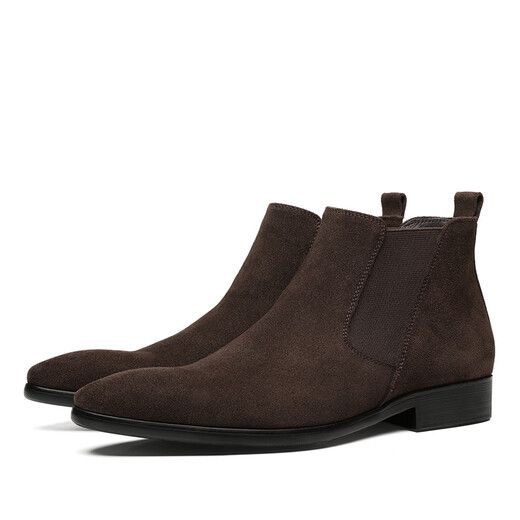 
New plush Martin boots men's winter leather boots high top leather shoes men's British short boots matte reverse velvet leather men's boots trendy brown leather 40