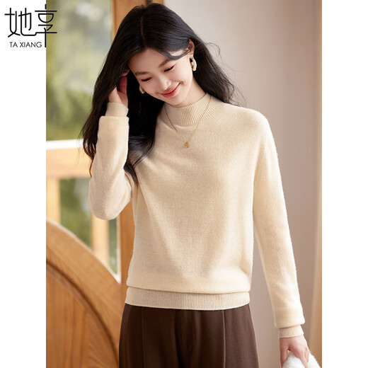 She enjoys half turtleneck 100% pure woolen sweater women's sweater bottoming shirt autumn and winter warm top recommended 100-130Jin Jin equals 0.5 kg