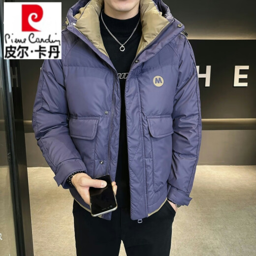 
Pierre cardin brand short down jacket for men 2025 new winter new hooded cold-proof jacket thickened warm jacket for men Y6630 black M
