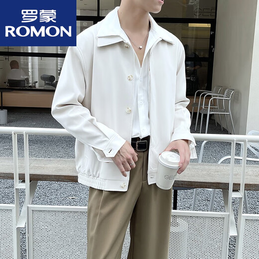 罗蒙（ROMON）夹克外套男痞帅感厅局风行政夹克英伦雅痞男装休闲小西装 深卡其 M