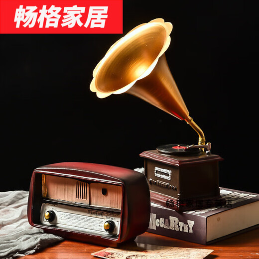 Moran Nuoer Retro Wine Cabinet Ornamente für Vintage Phonograph Radio Model Photo Requisiten Bar Home Kreative Dekoration Phonograph 13807