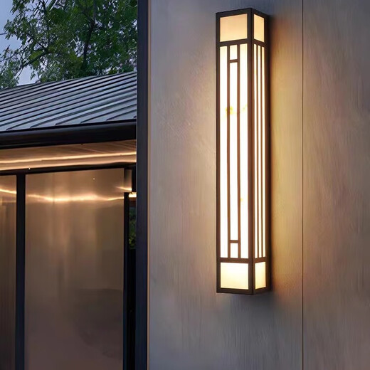 Stainless steel outdoor wall lamp Chinese imitation marble wall lamp hotel villa exterior wall garden lamp waterproof and rust-proof walkway lamp stainless steel No. 2 60*12cm