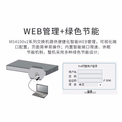华三（H3C） 千兆交换机网管型企业级 MS4100系列安防监控专用 网线分线器网络交换器即插即用 MS4100V2-52P 48口千兆+4光口 WEB网管 带光纤接口